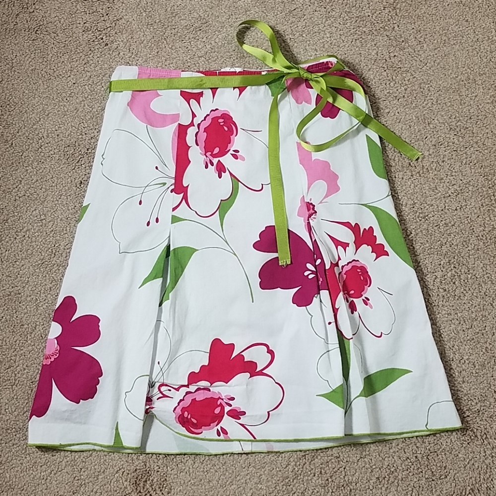 Heart Soul pink flowered mini skirt with sash